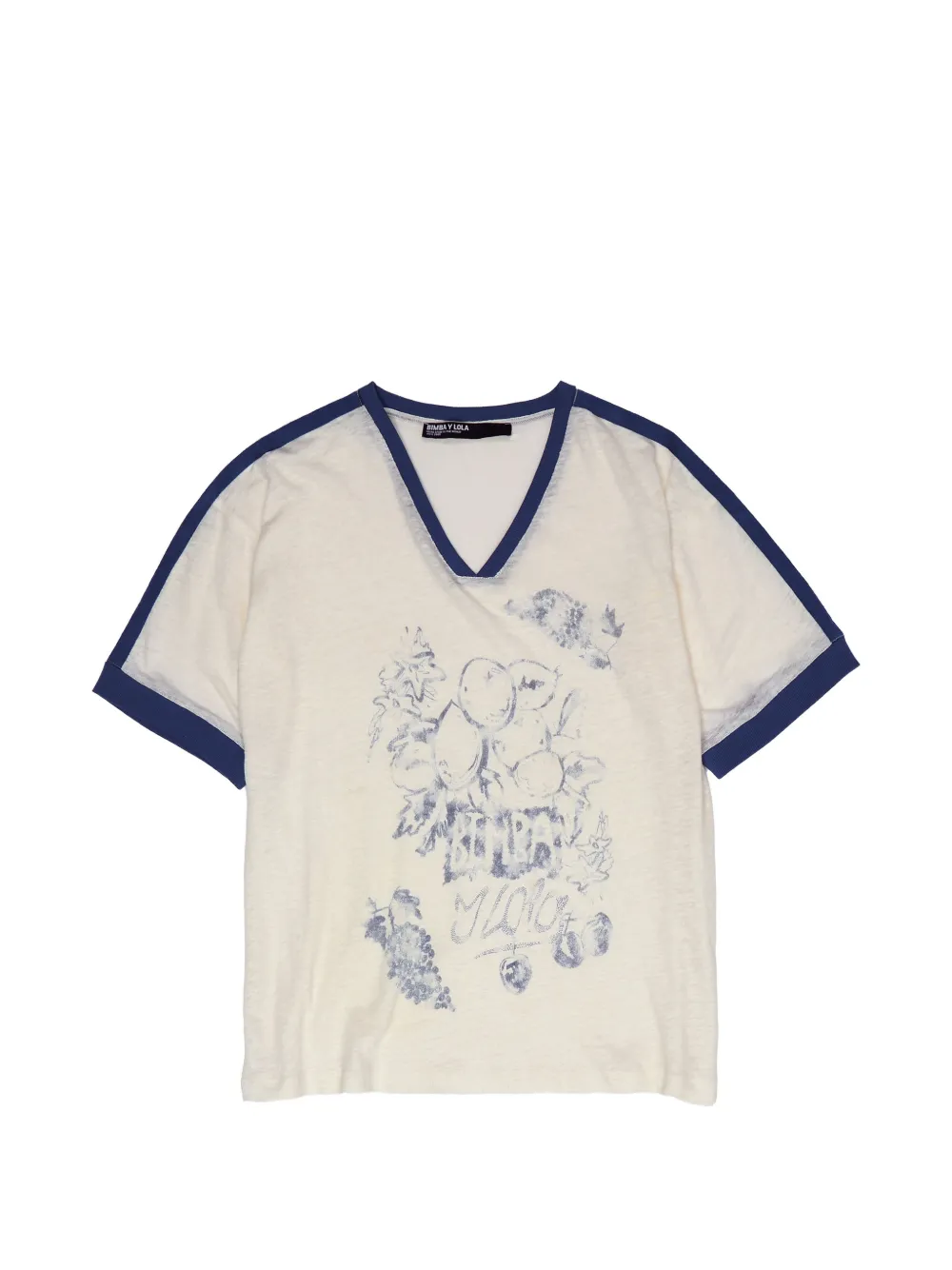 BIMBA Y LOLA fruit-logo graphic-print side-stripe T-shirt