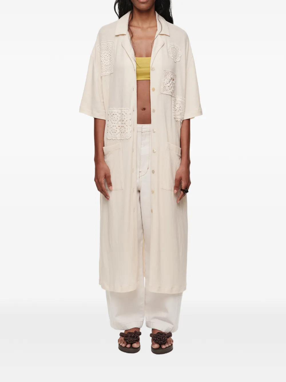 BIMBA Y LOLA Blousejurk met gehaakte details Beige