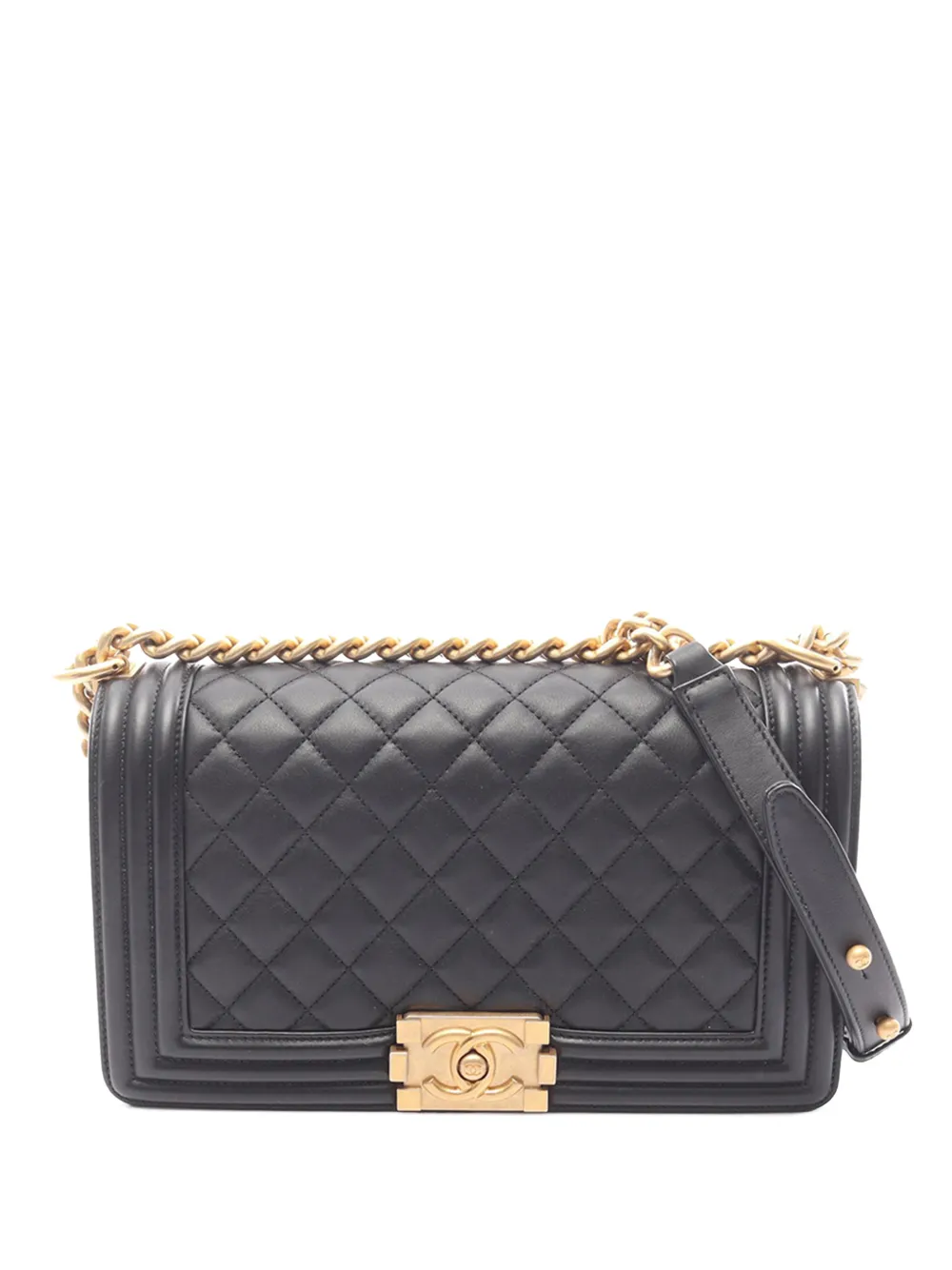 CHANEL Pre-Owned 2018-2019 Old Medium Quilted Lambskin Boy Flap crossbody bag - Nero