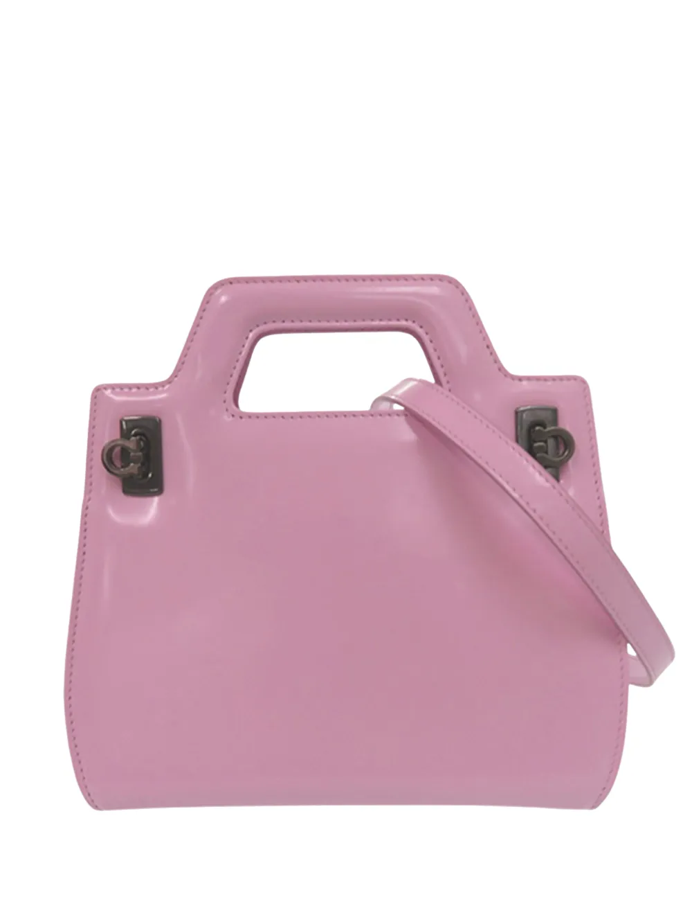 Pre-owned Ferragamo 2010-2026 Micro Brushed Calfskin Wanda Top Handle Bag Satchel In Pink
