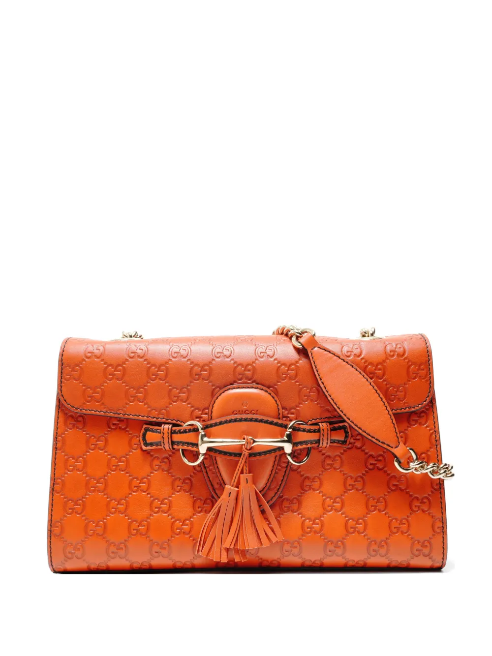 Pre-owned Gucci 2016-2019 Microssima Emily Shoulder Bag In Orange