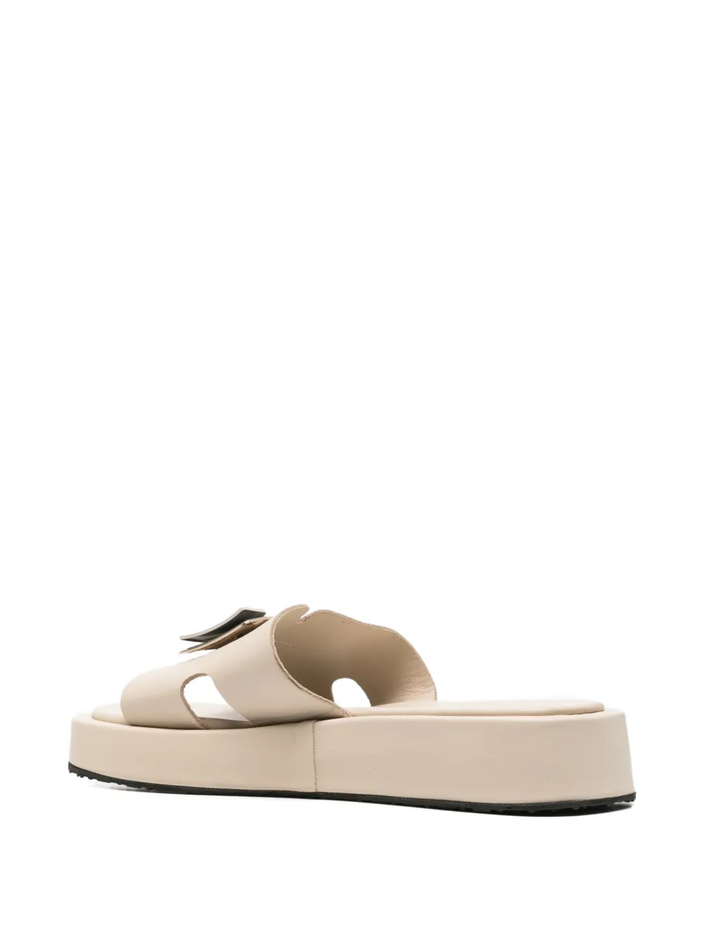 SERGIO MORETTI FIRENZE Slippers met logoplakkaat en plateauzool Beige