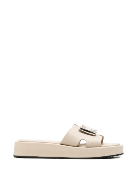 SERGIO MORETTI FIRENZE logo-plaque platform slippers