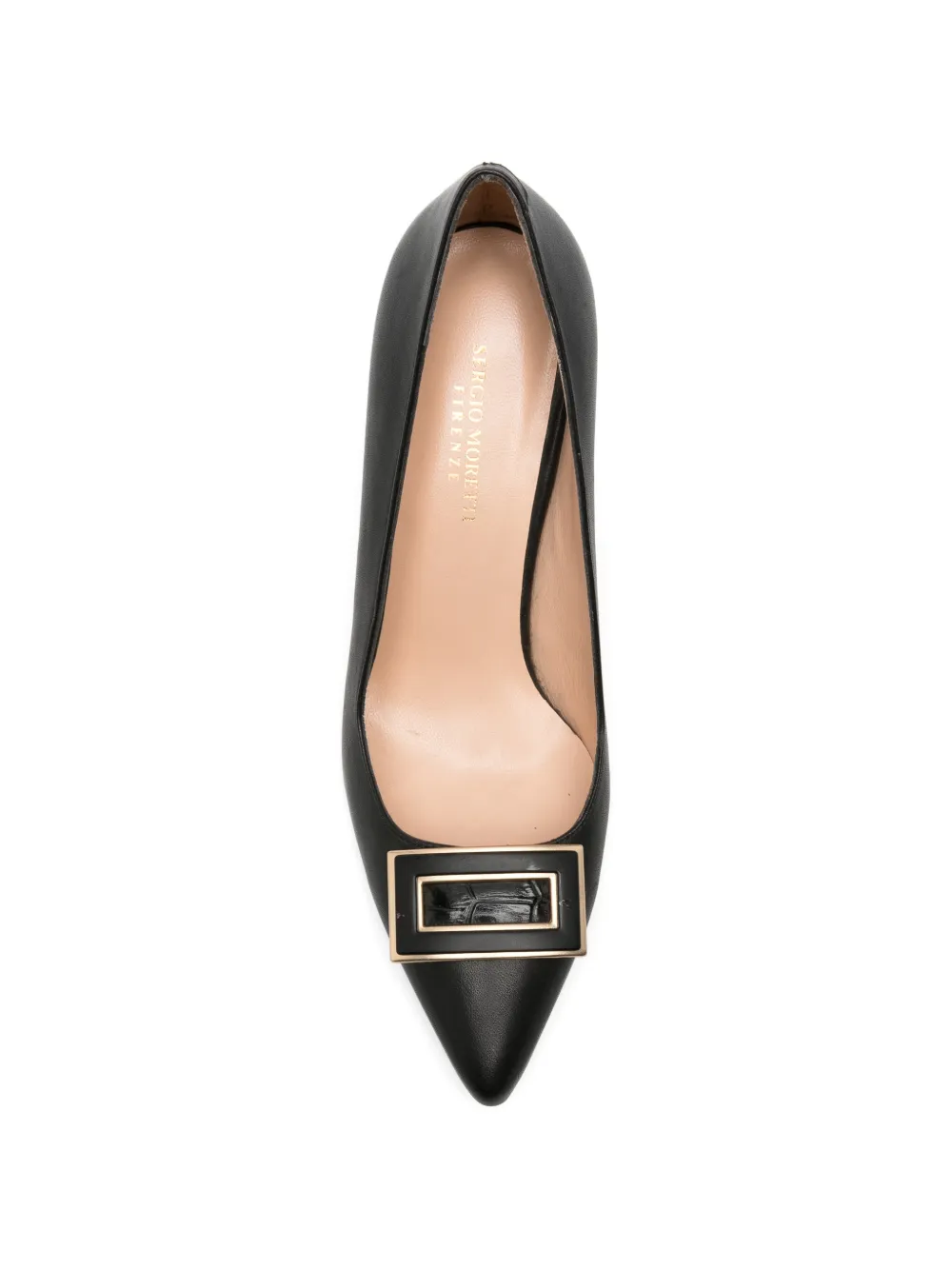 SERGIO MORETTI FIRENZE Pumps met gespdetail en puntige neus Zwart