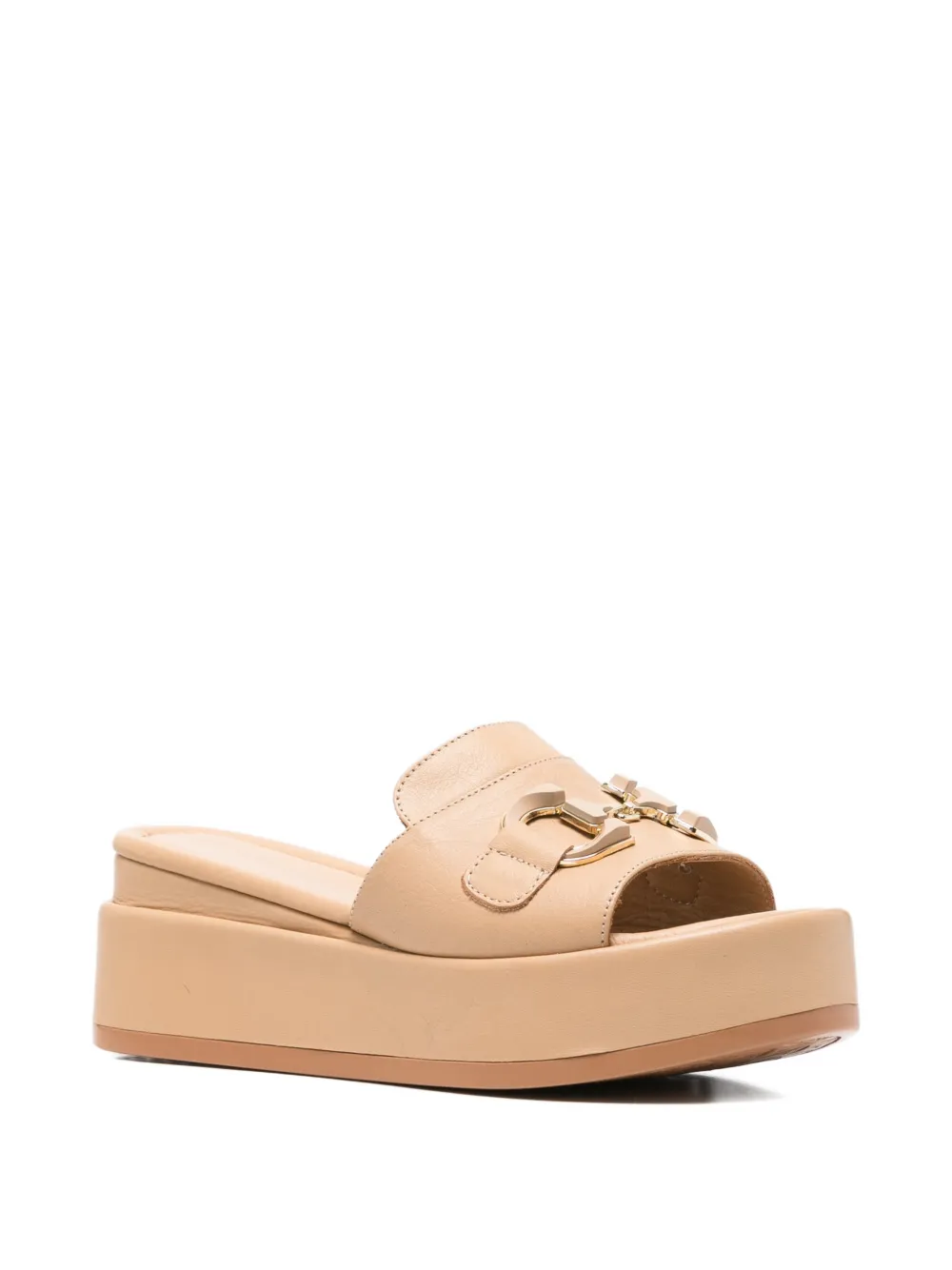SERGIO MORETTI FIRENZE Horsebit sandalen met plateauzool Beige
