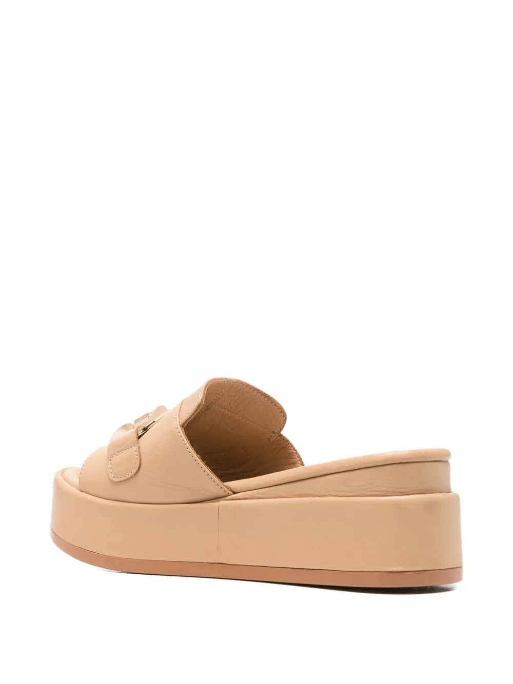 SERGIO MORETTI FIRENZE Horsebit sandalen met plateauzool Beige