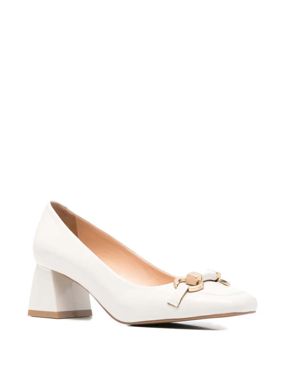 SERGIO MORETTI FIRENZE Pumps met Horsebit-detail en vierkante neus Wit