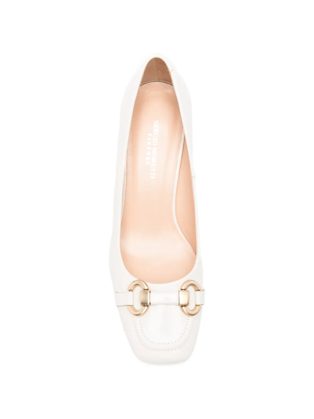 SERGIO MORETTI FIRENZE Pumps met Horsebit-detail en vierkante neus Wit
