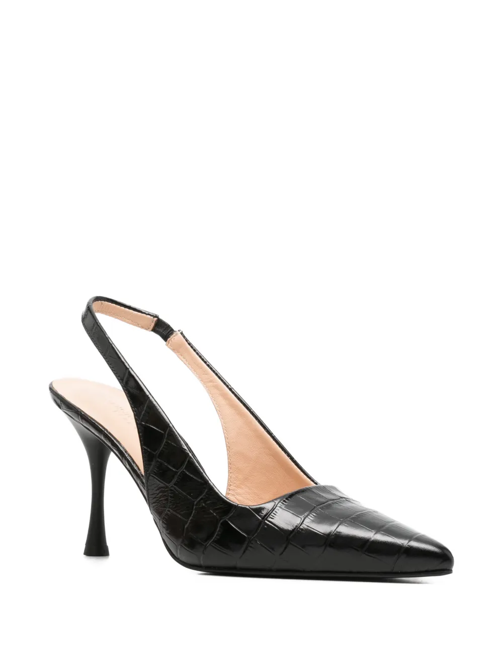 SERGIO MORETTI FIRENZE Slingback pumps met krokodillen-reliëf Zwart