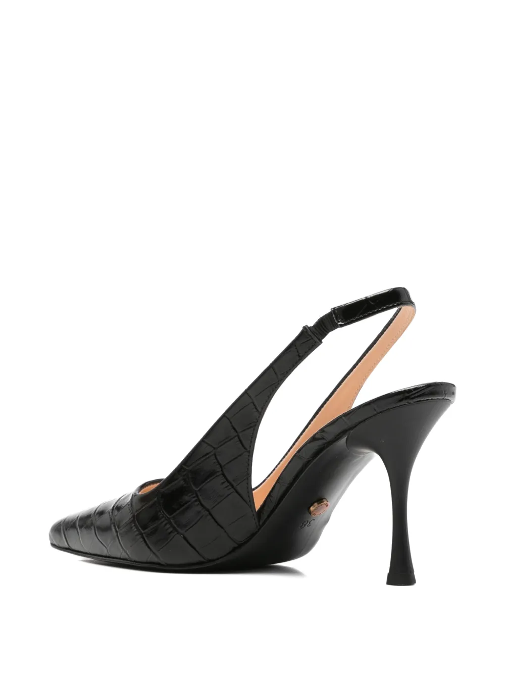 SERGIO MORETTI FIRENZE Slingback pumps met krokodillen-reliëf Zwart