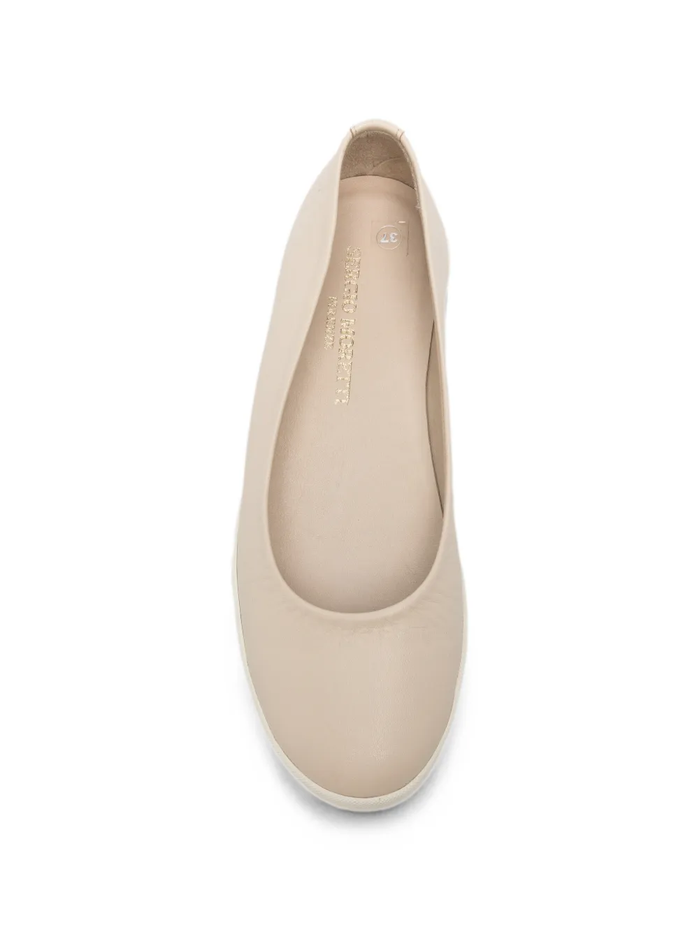 SERGIO MORETTI FIRENZE round-toe leather ballet flats Beige