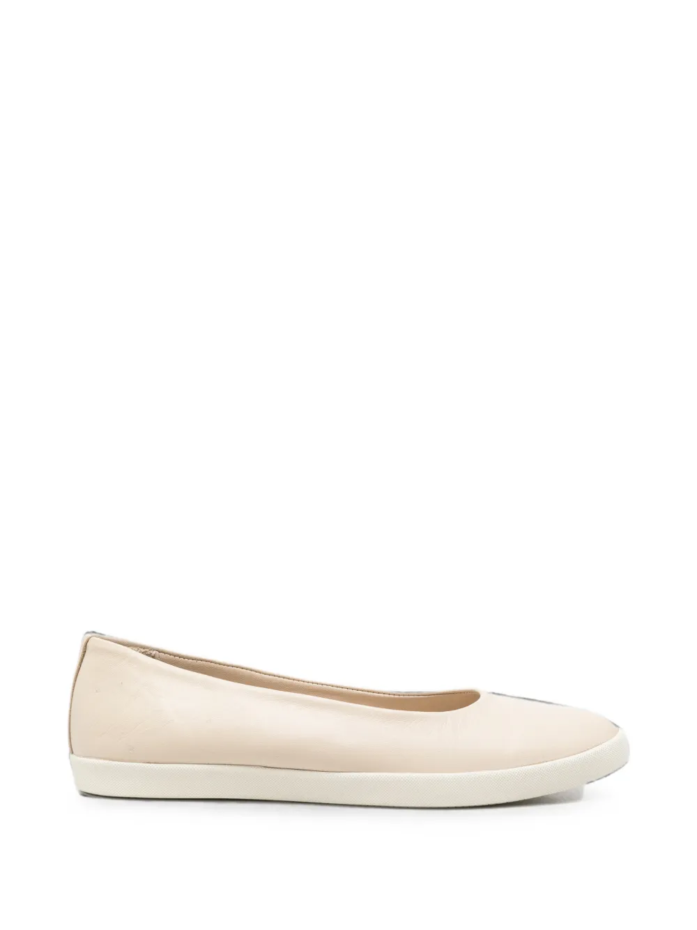 SERGIO MORETTI FIRENZE round-toe leather ballet flats Beige