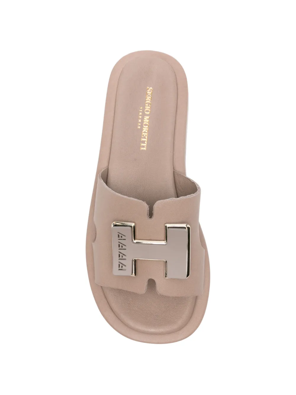 SERGIO MORETTI FIRENZE Sandalen met logoplakkaat Beige