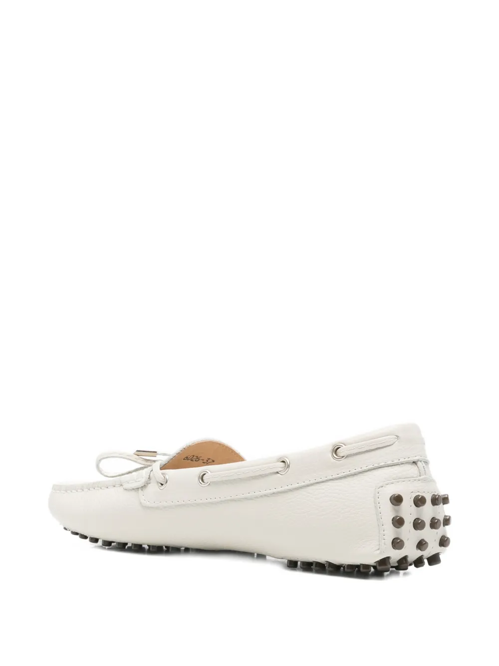 SERGIO MORETTI FIRENZE bow-detail pebbled loafers Beige