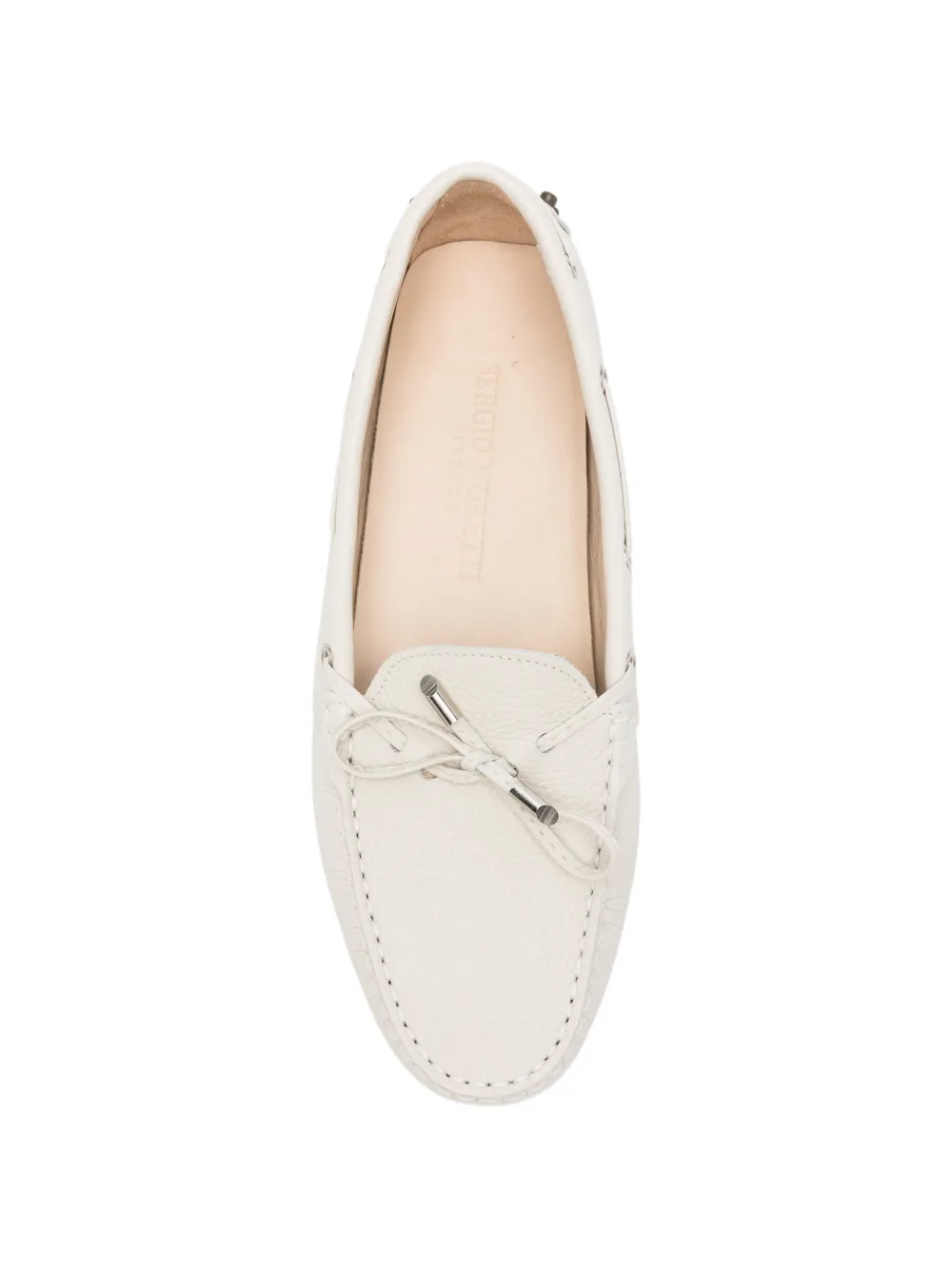 SERGIO MORETTI FIRENZE bow-detail pebbled loafers Beige
