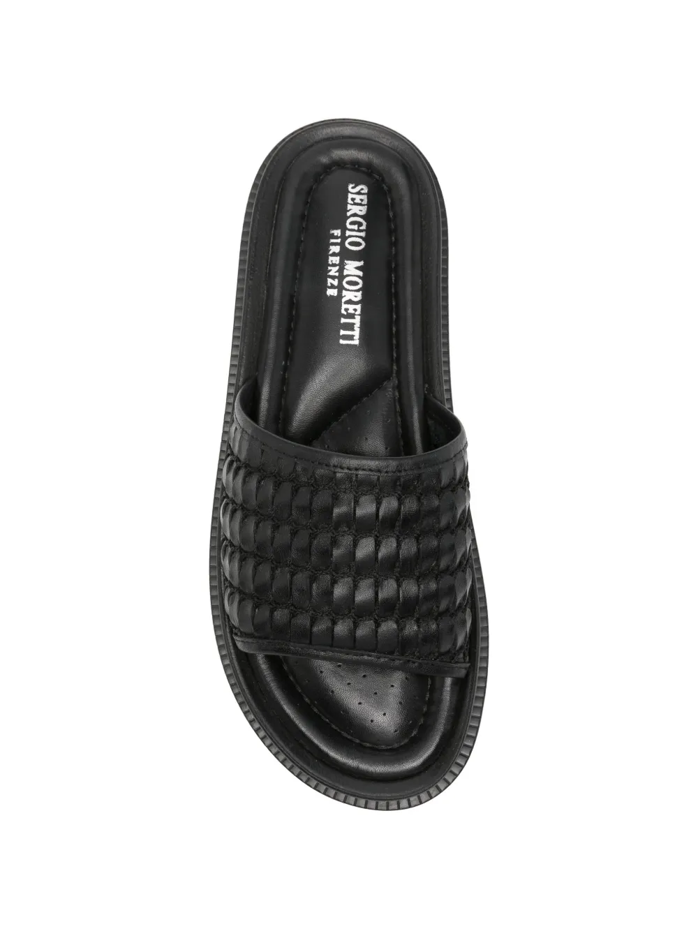 SERGIO MORETTI FIRENZE woven-strap slides Zwart