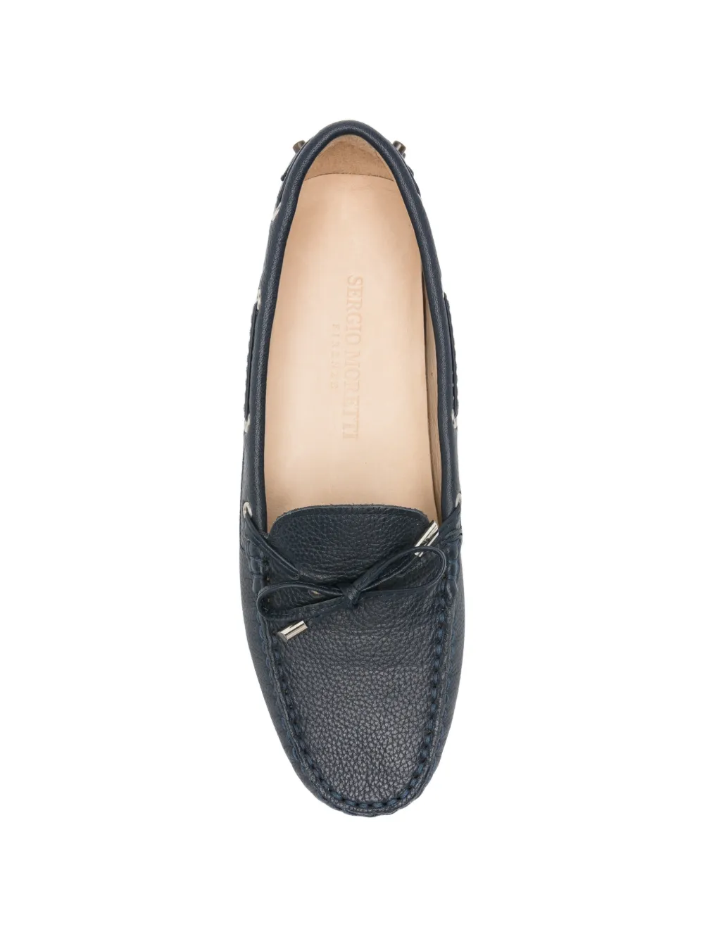 SERGIO MORETTI FIRENZE bow-detail pebbled loafers Blauw