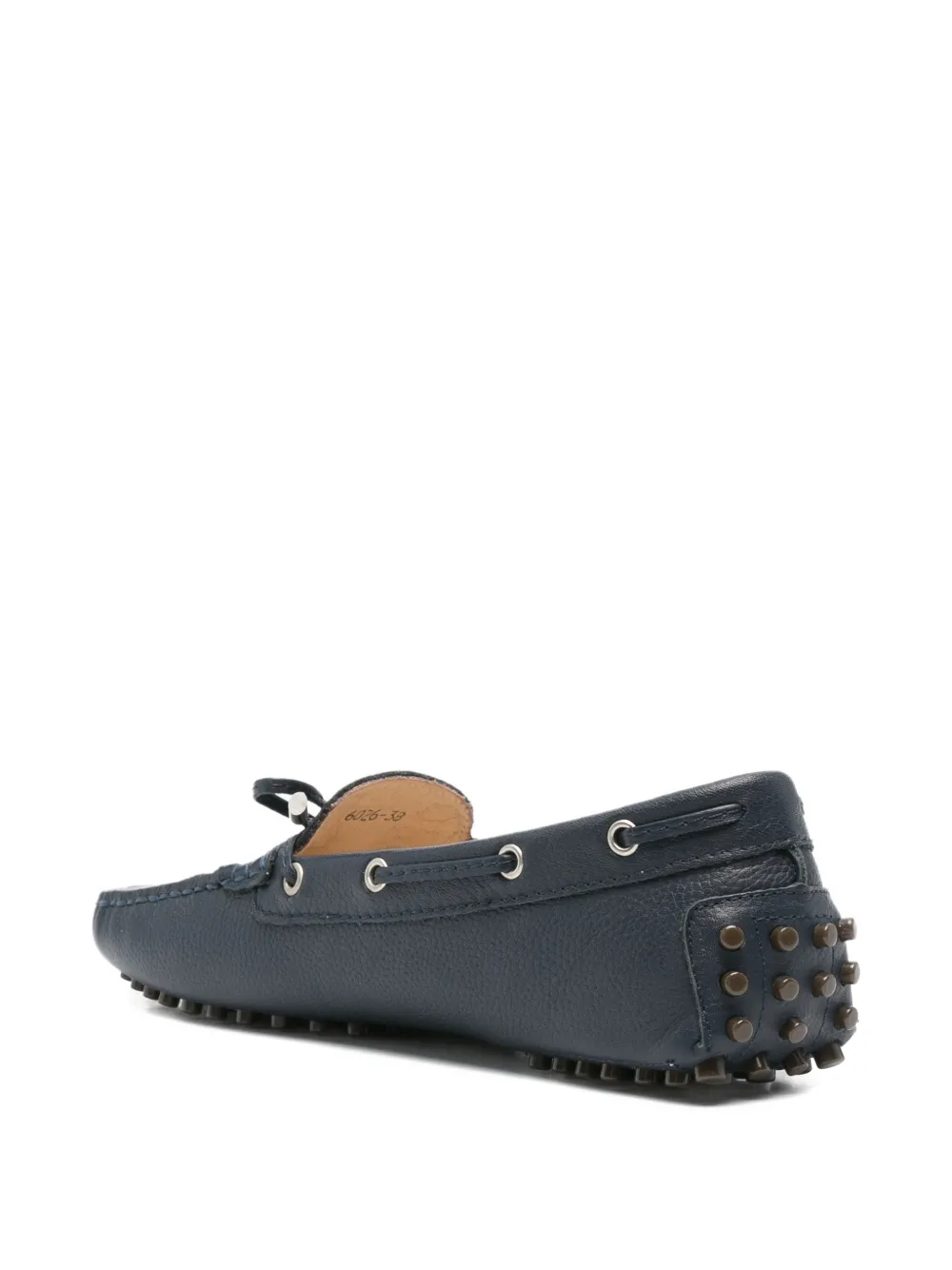 SERGIO MORETTI FIRENZE bow-detail pebbled loafers Blauw