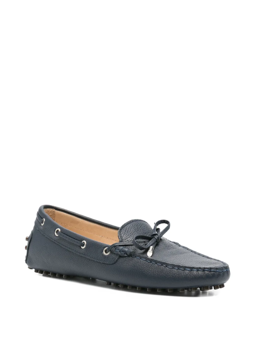 SERGIO MORETTI FIRENZE bow-detail pebbled loafers Blauw