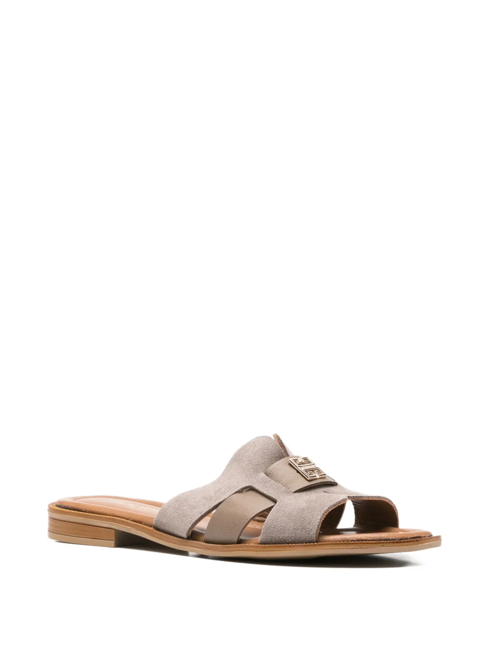 SERGIO MORETTI FIRENZE Sandalen met logoplakkaat en uitgesneden details Beige