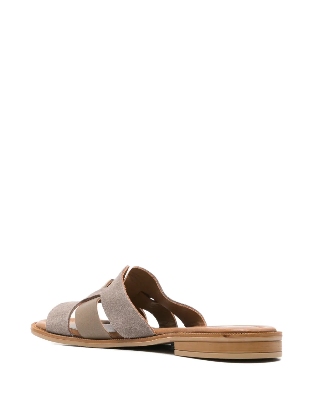 SERGIO MORETTI FIRENZE Sandalen met logoplakkaat en uitgesneden details Beige