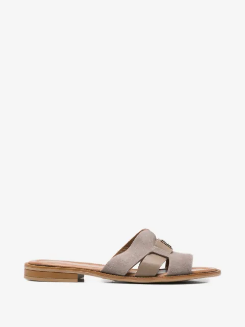 SERGIO MORETTI FIRENZE cut-out logo-plaque sandals