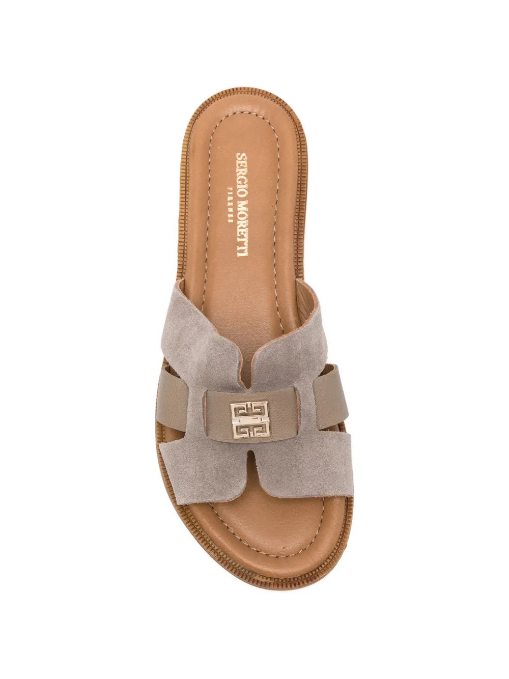 SERGIO MORETTI FIRENZE Sandalen met logoplakkaat en uitgesneden details Beige