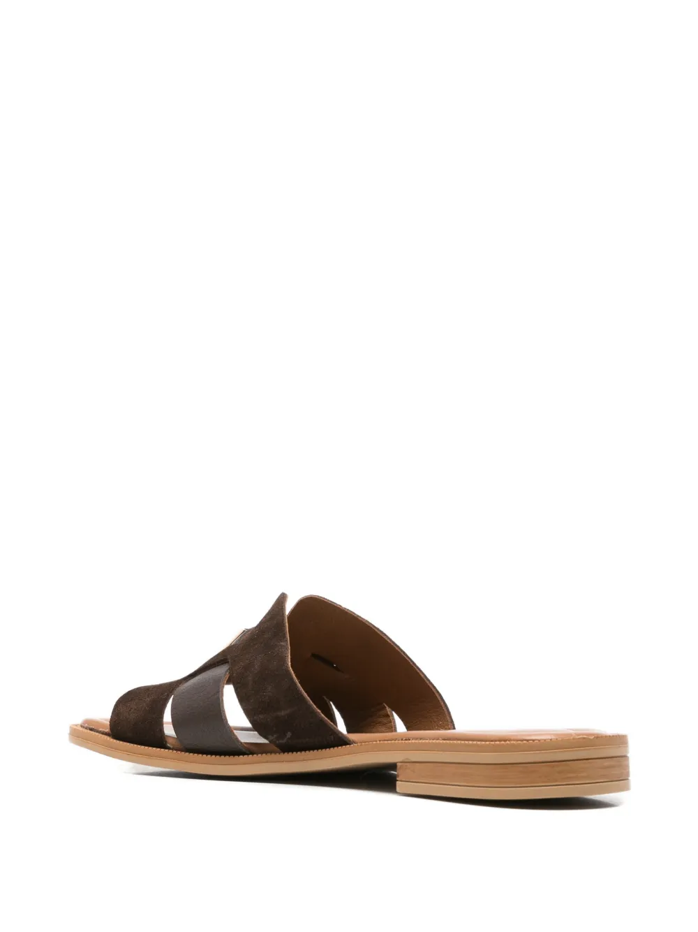 SERGIO MORETTI FIRENZE logo-plaque suede slippers Bruin