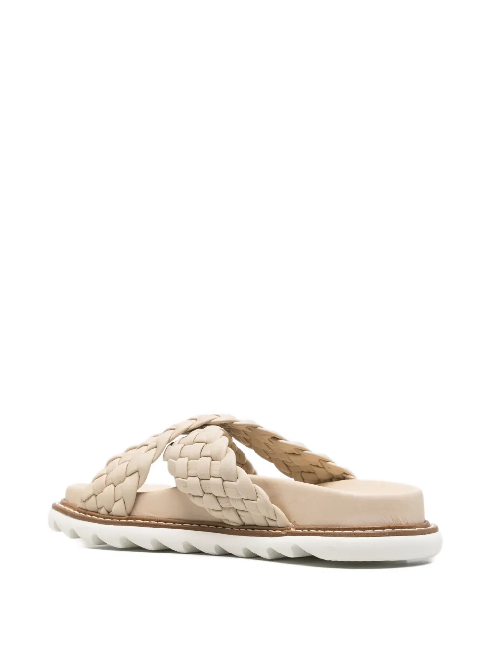SERGIO MORETTI FIRENZE Muiltjes met gekruiste gevlochten bandjes Beige