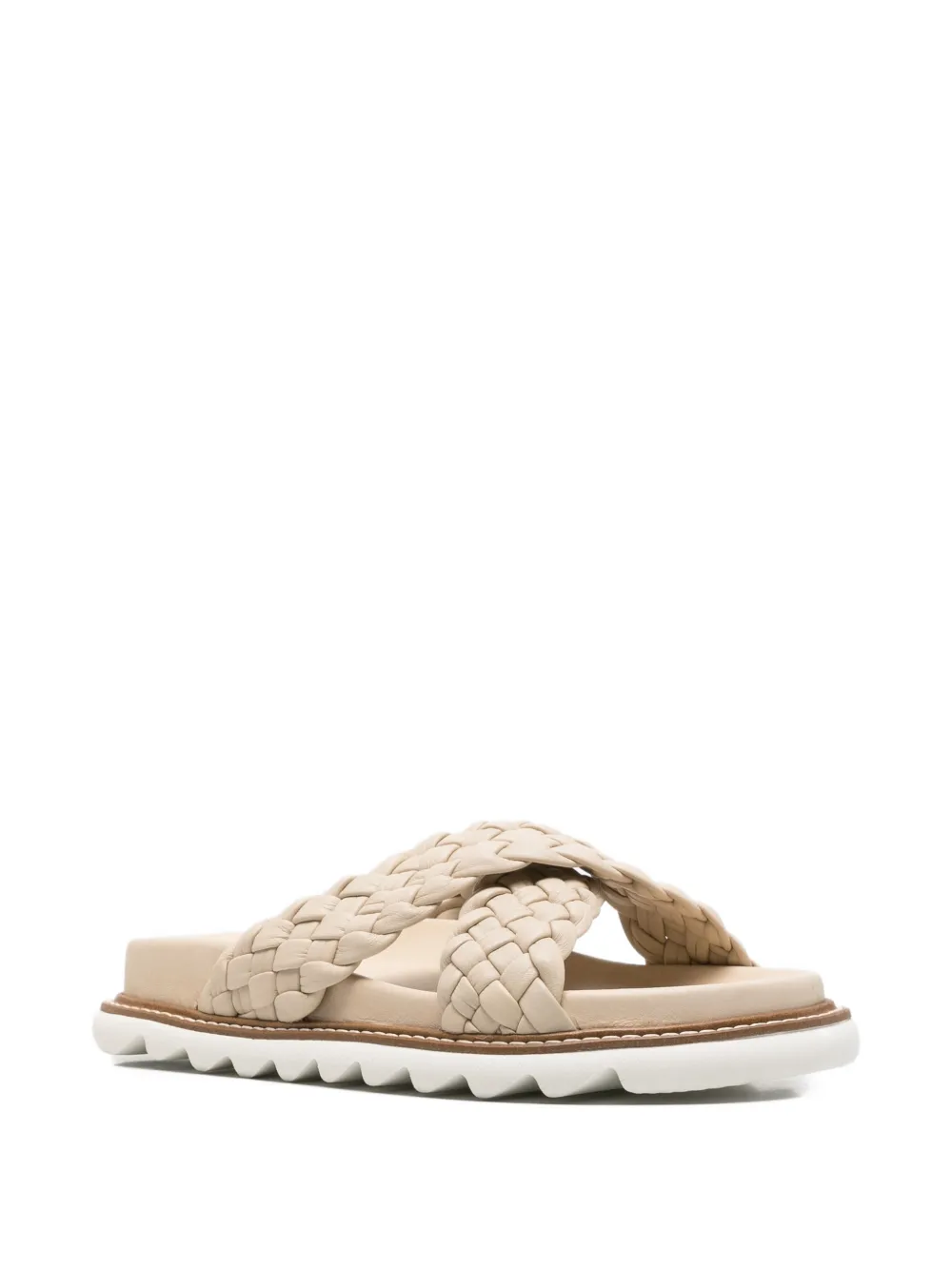 SERGIO MORETTI FIRENZE Muiltjes met gekruiste gevlochten bandjes Beige