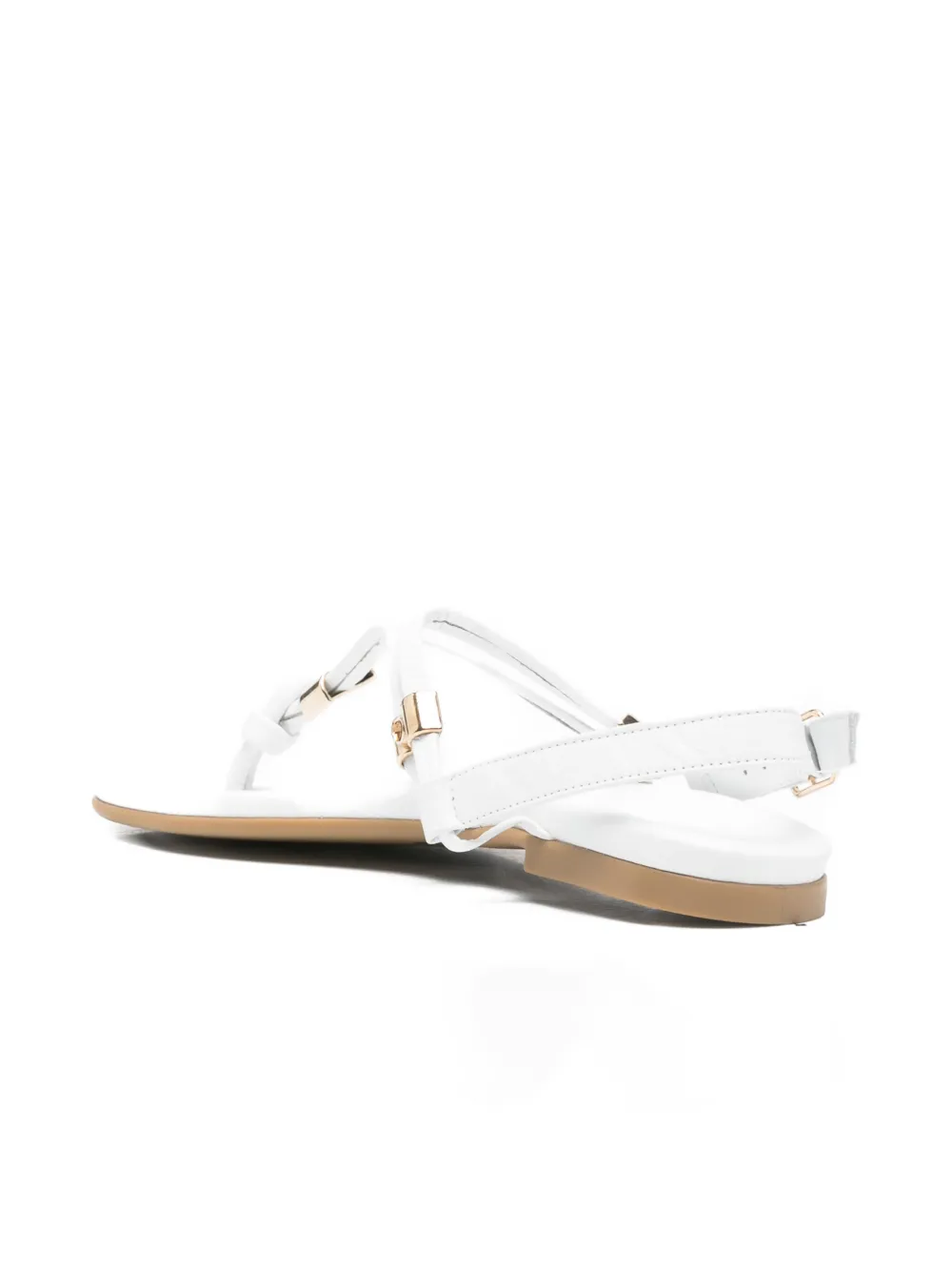 SERGIO MORETTI FIRENZE Sandalen met logo-plakkaat en T-bandje Wit