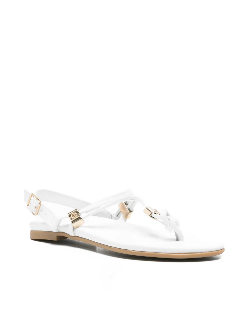 SERGIO MORETTI FIRENZE Sandalen met logo-plakkaat en T-bandje Wit