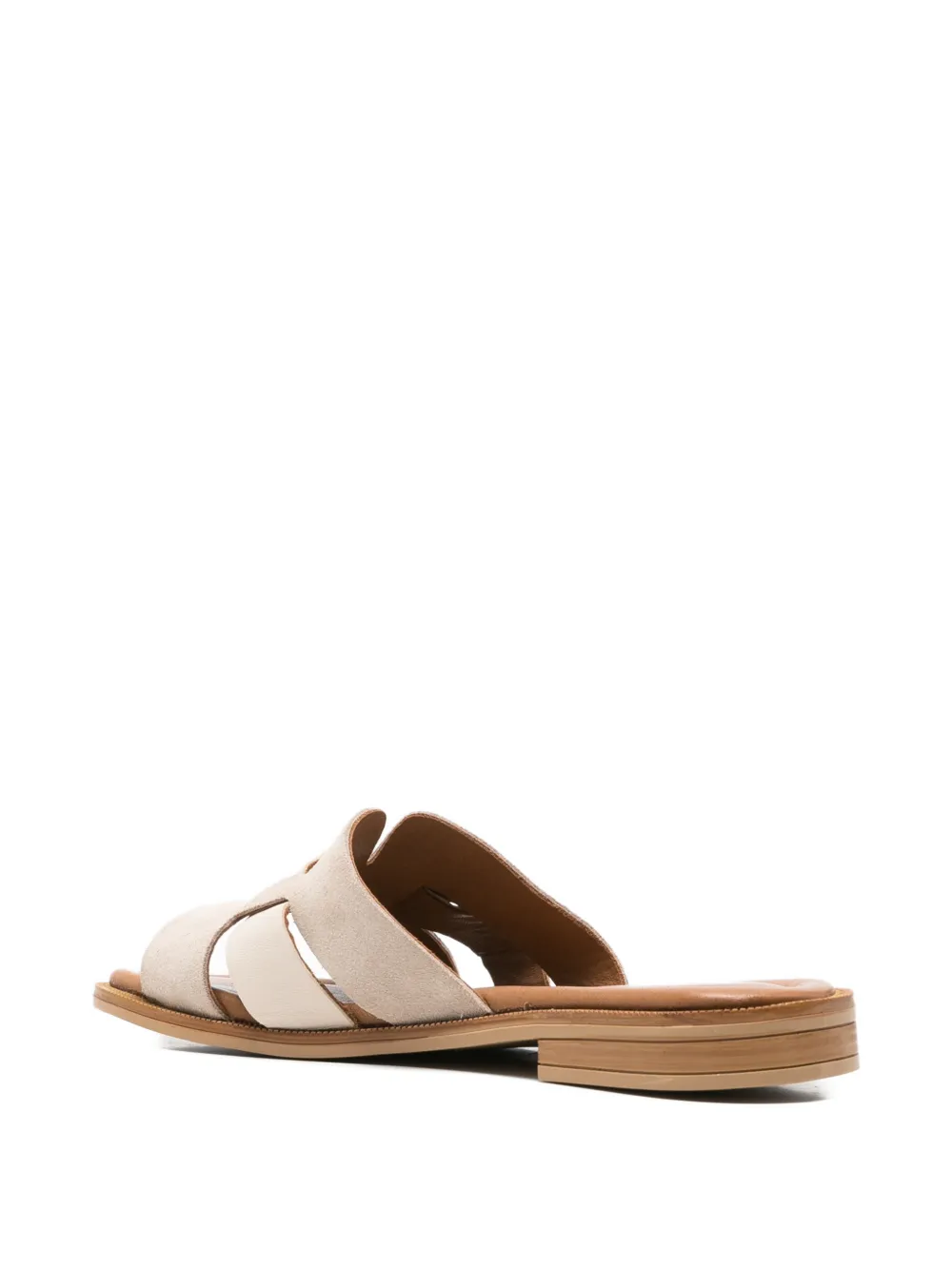 SERGIO MORETTI FIRENZE logo-plaque cut-out slippers Beige