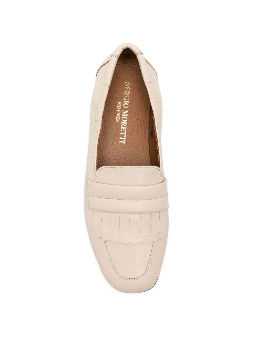 SERGIO MORETTI FIRENZE fringed leather loafers Beige