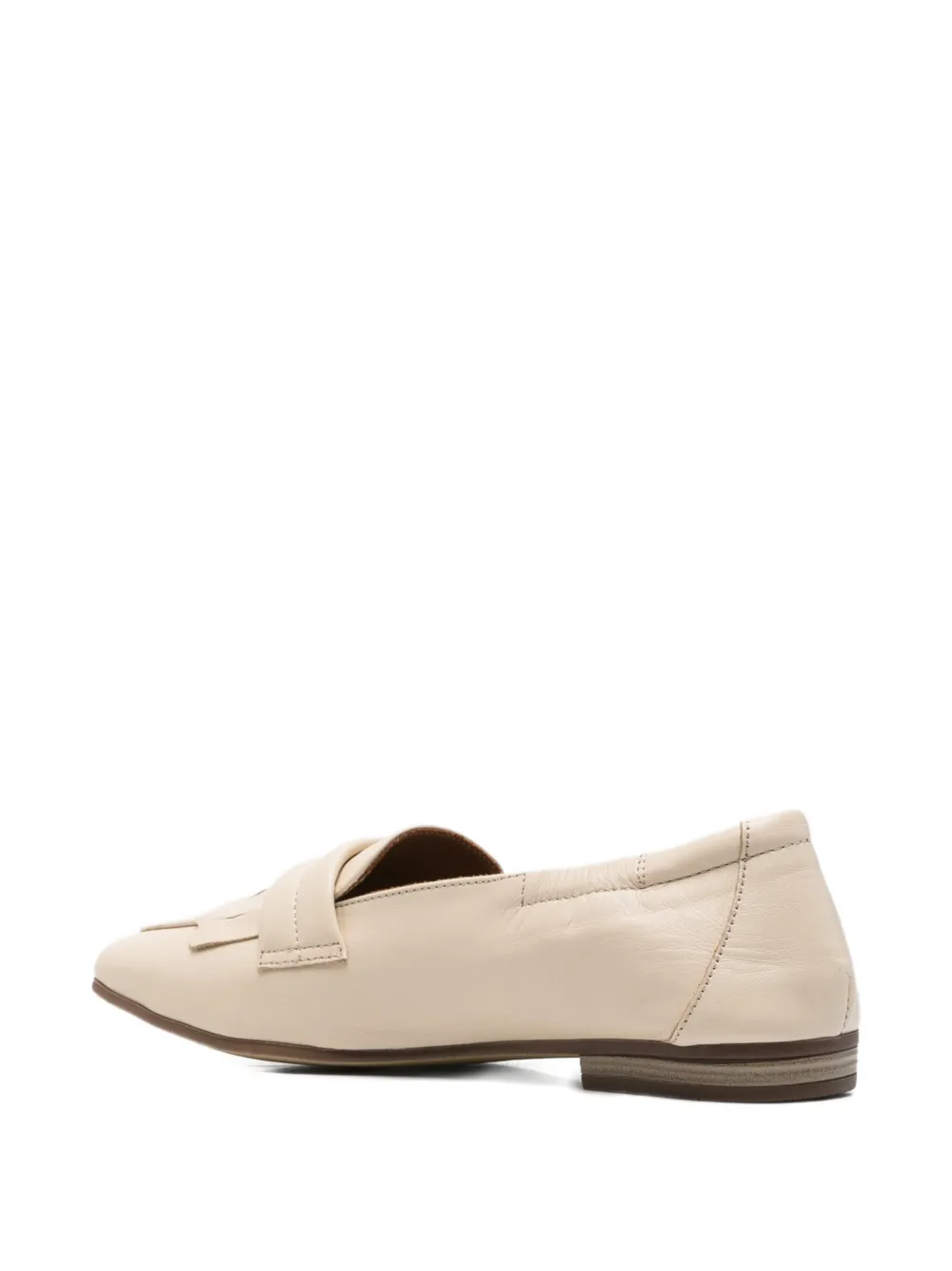 SERGIO MORETTI FIRENZE fringed leather loafers Beige