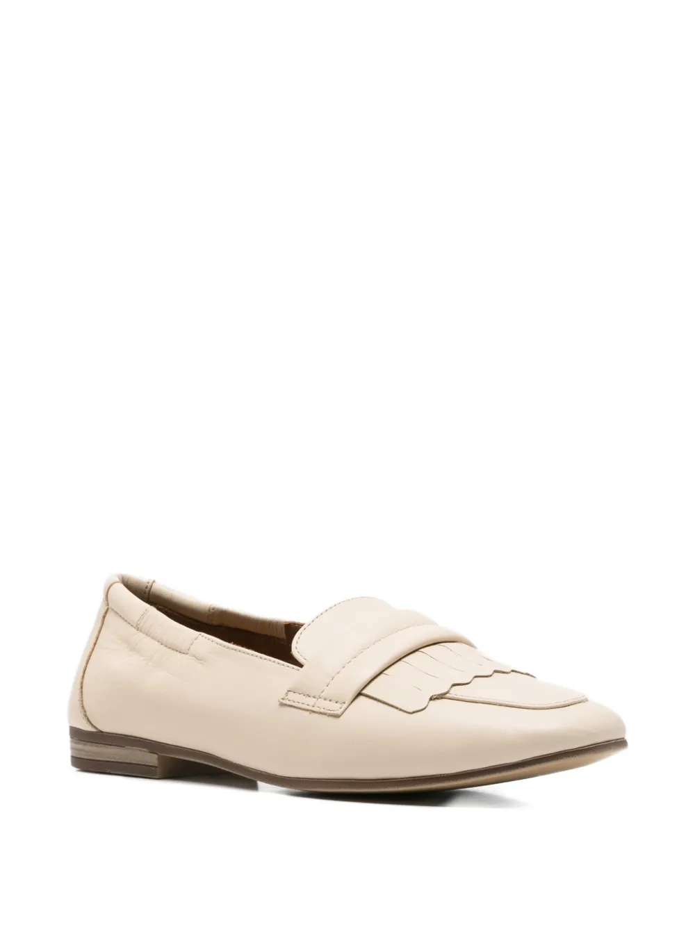 SERGIO MORETTI FIRENZE fringed leather loafers Beige