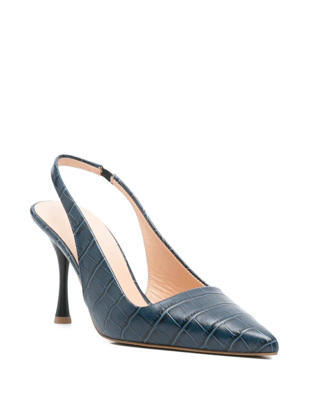 SERGIO MORETTI FIRENZE Slingback pumps met krokodillen-reliëf Blauw