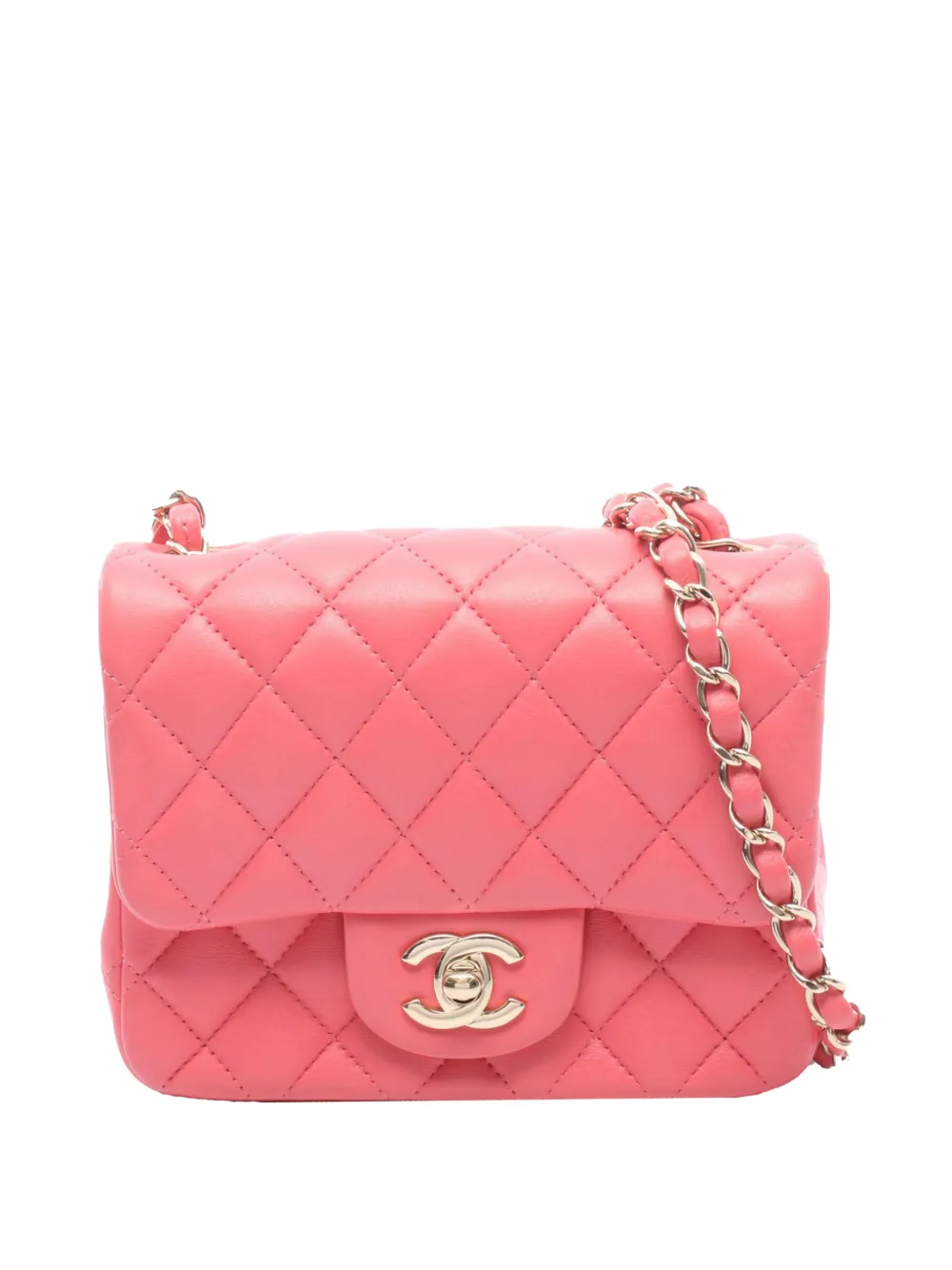 CHANEL Pre-Owned 2020 Mini Square Classic Lambskin Single Flap crossbody bag - Rosa