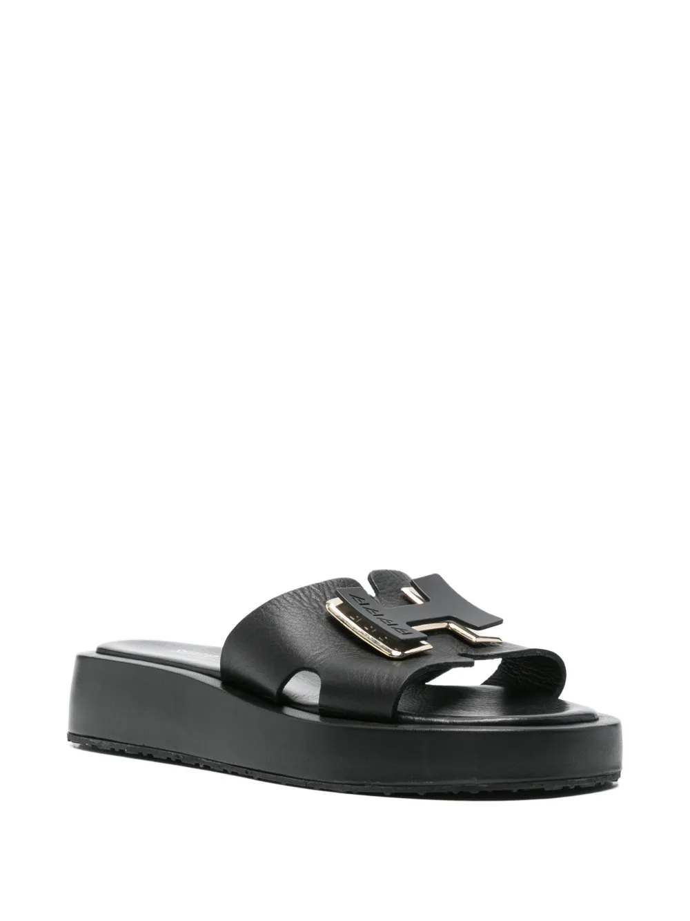 SERGIO MORETTI FIRENZE Sandalen met logoplakkaat Zwart