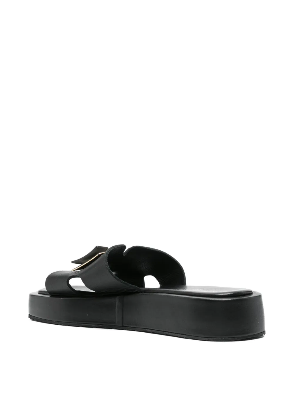 SERGIO MORETTI FIRENZE Sandalen met logoplakkaat Zwart