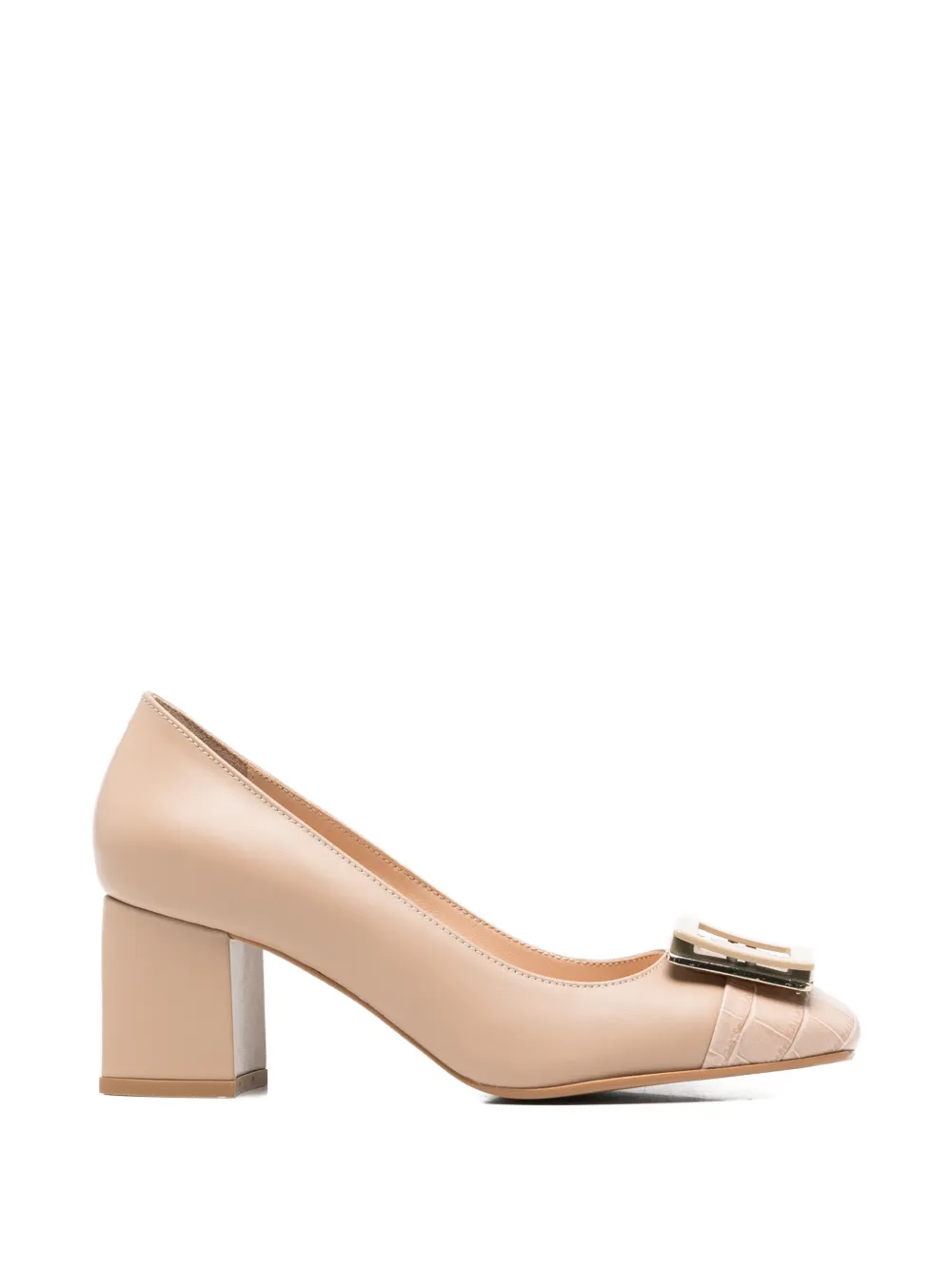SERGIO MORETTI FIRENZE Pumps met krokodillen-reliëf en gespdetail Beige