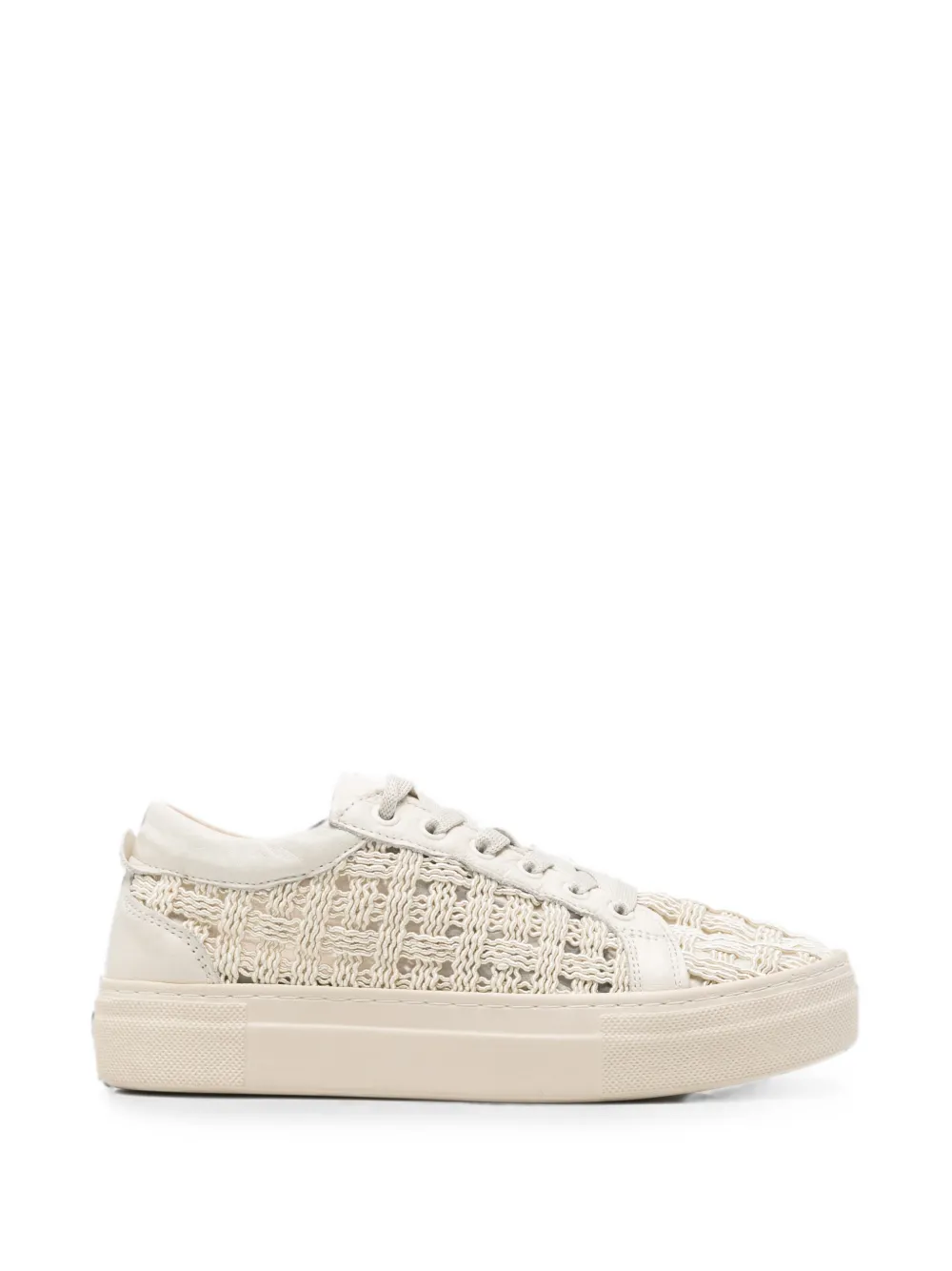 SERGIO MORETTI FIRENZE Leren sneakers met geweven vlak Beige