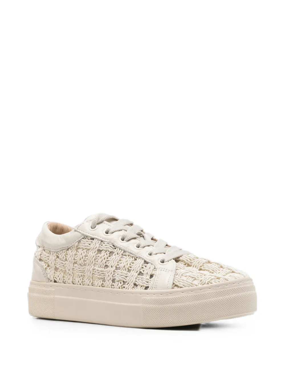 SERGIO MORETTI FIRENZE Leren sneakers met geweven vlak Beige