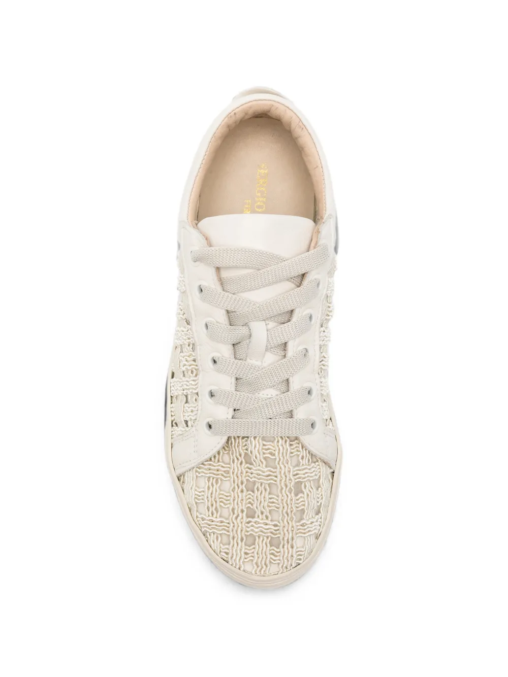 SERGIO MORETTI FIRENZE Leren sneakers met geweven vlak Beige