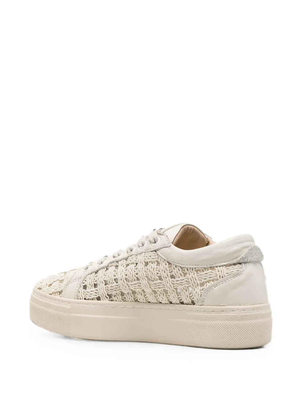 SERGIO MORETTI FIRENZE Leren sneakers met geweven vlak Beige