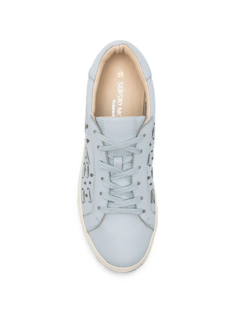SERGIO MORETTI FIRENZE Leren sneakers met uitgesneden details Blauw