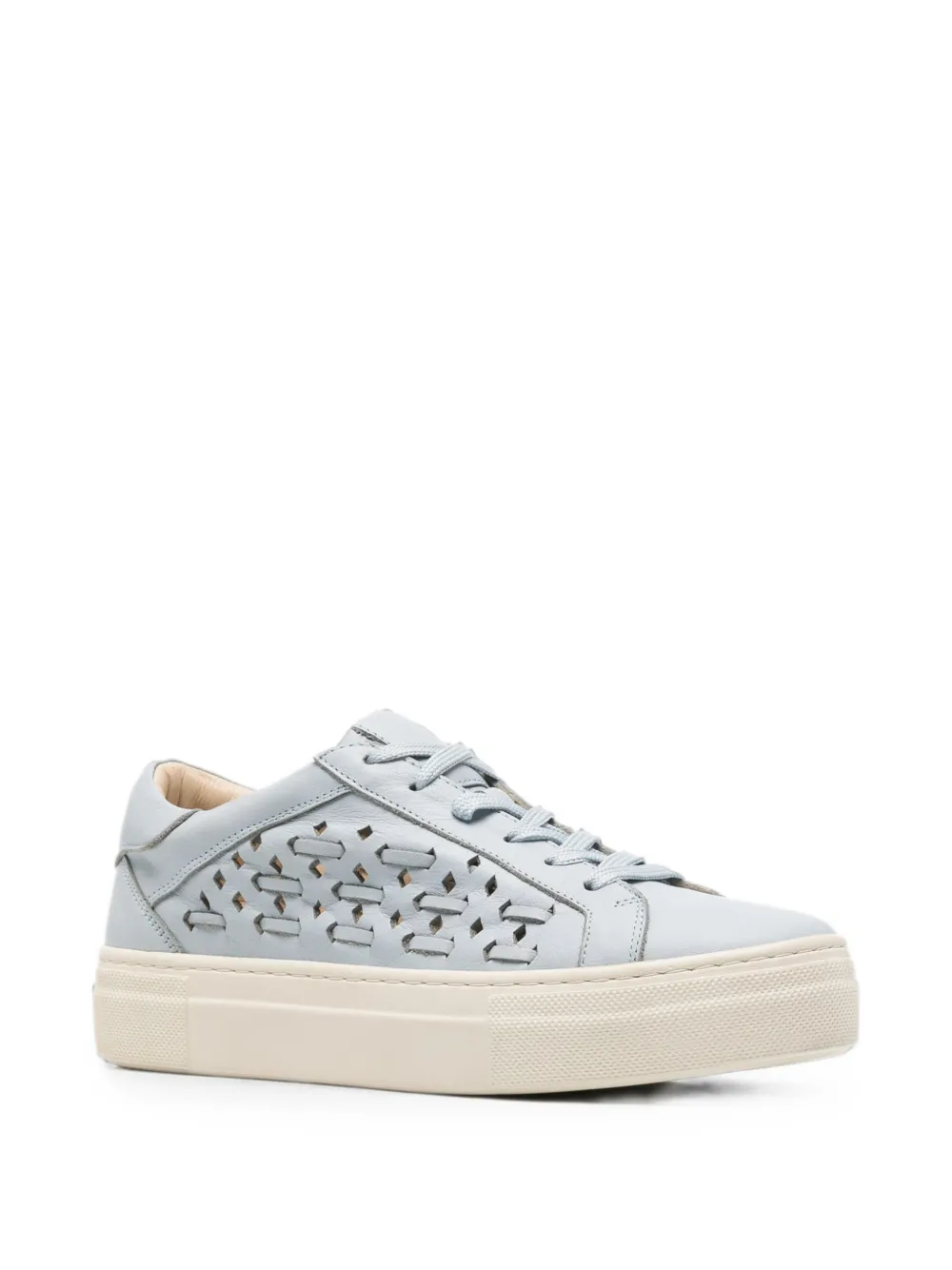 SERGIO MORETTI FIRENZE Leren sneakers met uitgesneden details Blauw