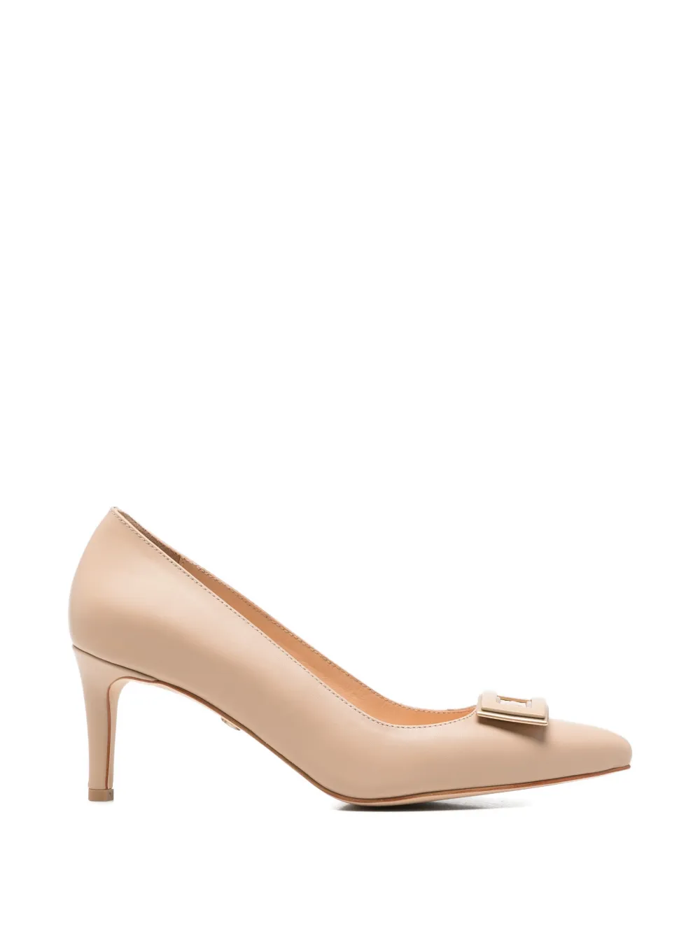SERGIO MORETTI FIRENZE Pumps met gespdetail en puntige neus Beige