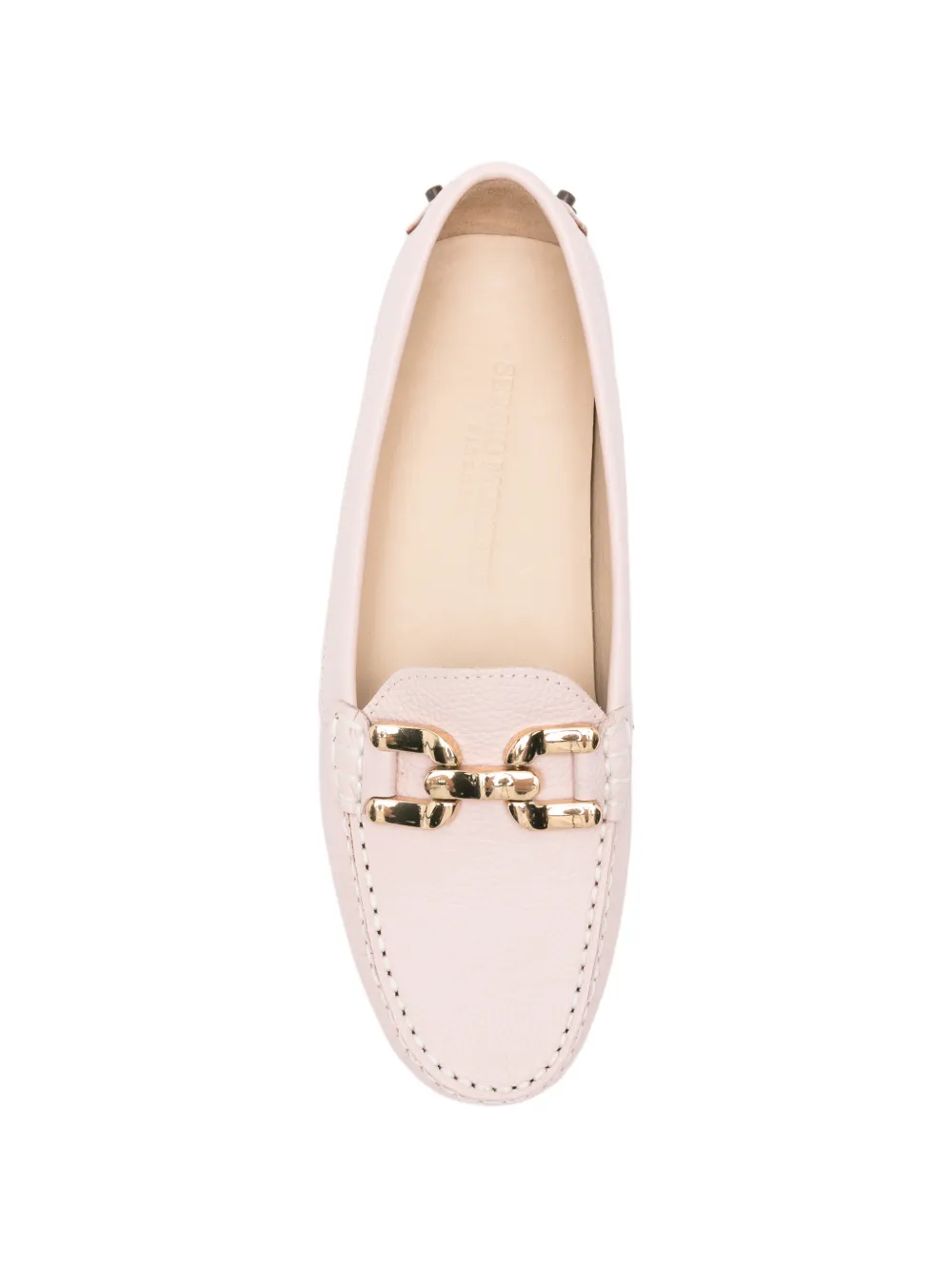 SERGIO MORETTI FIRENZE chain-link pebble-grain loafers Roze