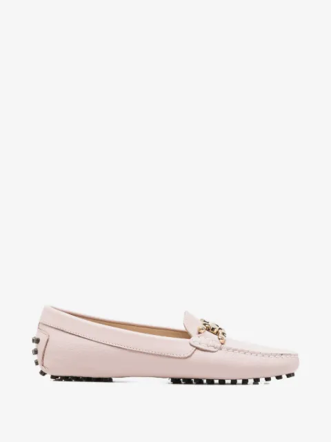 SERGIO MORETTI FIRENZE chain-link pebble-grain loafers